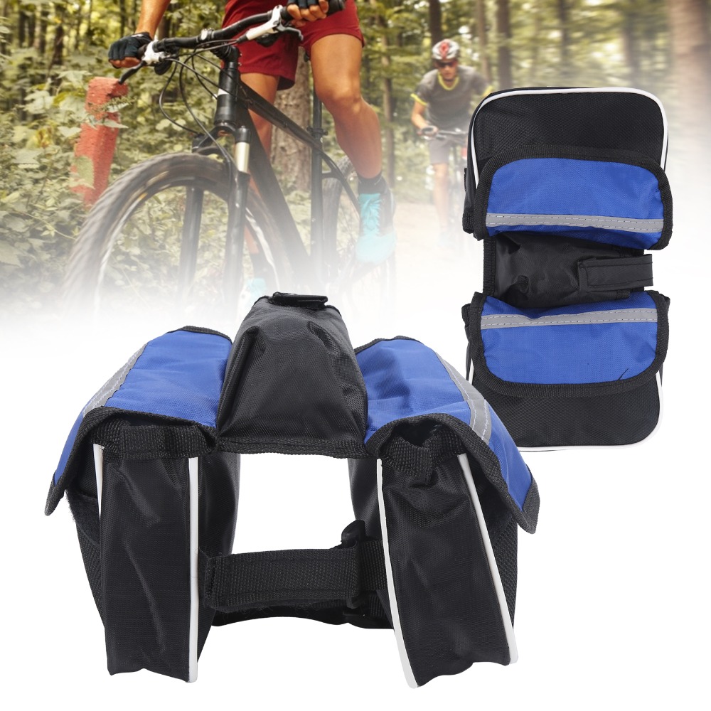 2PCS Durable 600D Oxford cloth Bicycle Front Beam Bag Multifunctional Lightweight Mountain Bike Bag Hanging Bike Top Tube Bag Road Biking