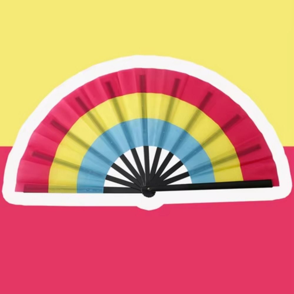 Compact Gradient Colorful Rainbow Handheld Fan Decorative Cooling Folding Dance Fan Portable Tear-resistant Chinese Kung Fu Fan Carnival