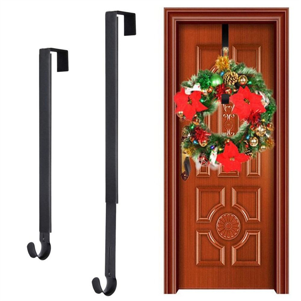 Multifunctional Metal Adjustable Garland Hanger Retractable Black/White Wreath Hook Removable Extensible Wreath Door Hanger Robe