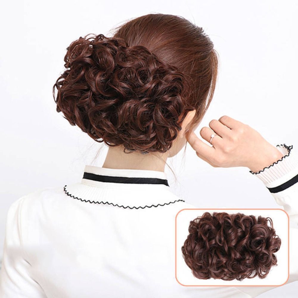 Daily High quality Invisible Stage Performance Chinese Ancient Lady Cosplay Hair Accessories Girls Hair Women Bride Hairpiece Retro Fake Hair Bun Curly Chignon Messy Big Hair Bun