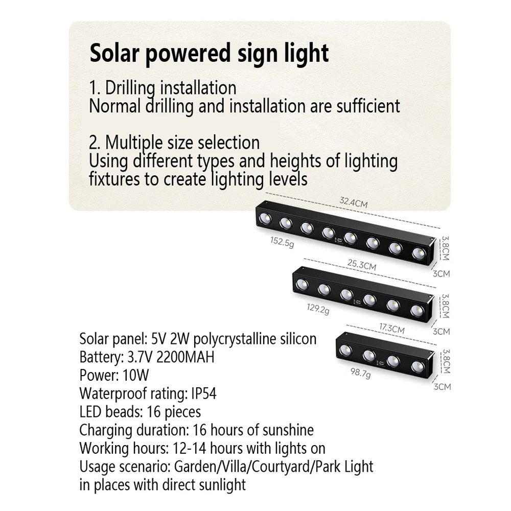 Portable Waterproof Solar Wall Light Solar Powered Lumen Sunlight Courtyard Garden Decoration Light Wall Mounted Super Bright Solar Billboard Lights Courtyard Garden Decoration Light
