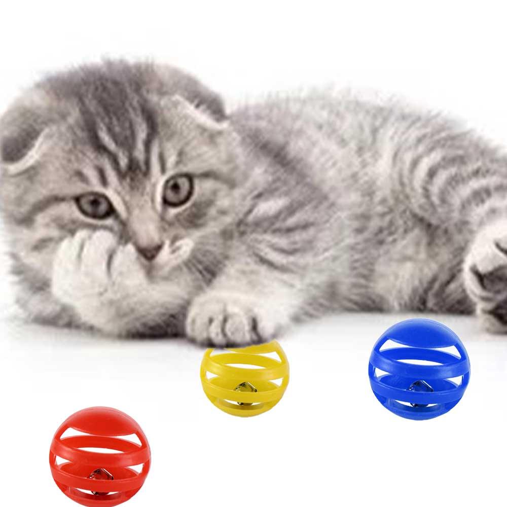 Cat Interactive Toy Interactive Cat Bell Ball Toy Plastic Hollow Out Chasing Cat Toys Ball Random Color Jingle Ball Cat Toys Puppy
