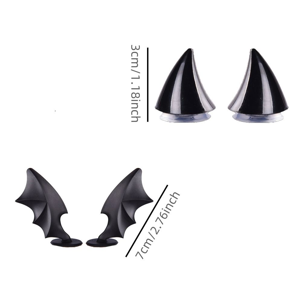 1pair Funny Silicone Rubber Horn Shaped Headwear Wing Shaped Halloween Motorcycle Helmet Horn Fashion Cool Moto Helmet Decoration Scooter