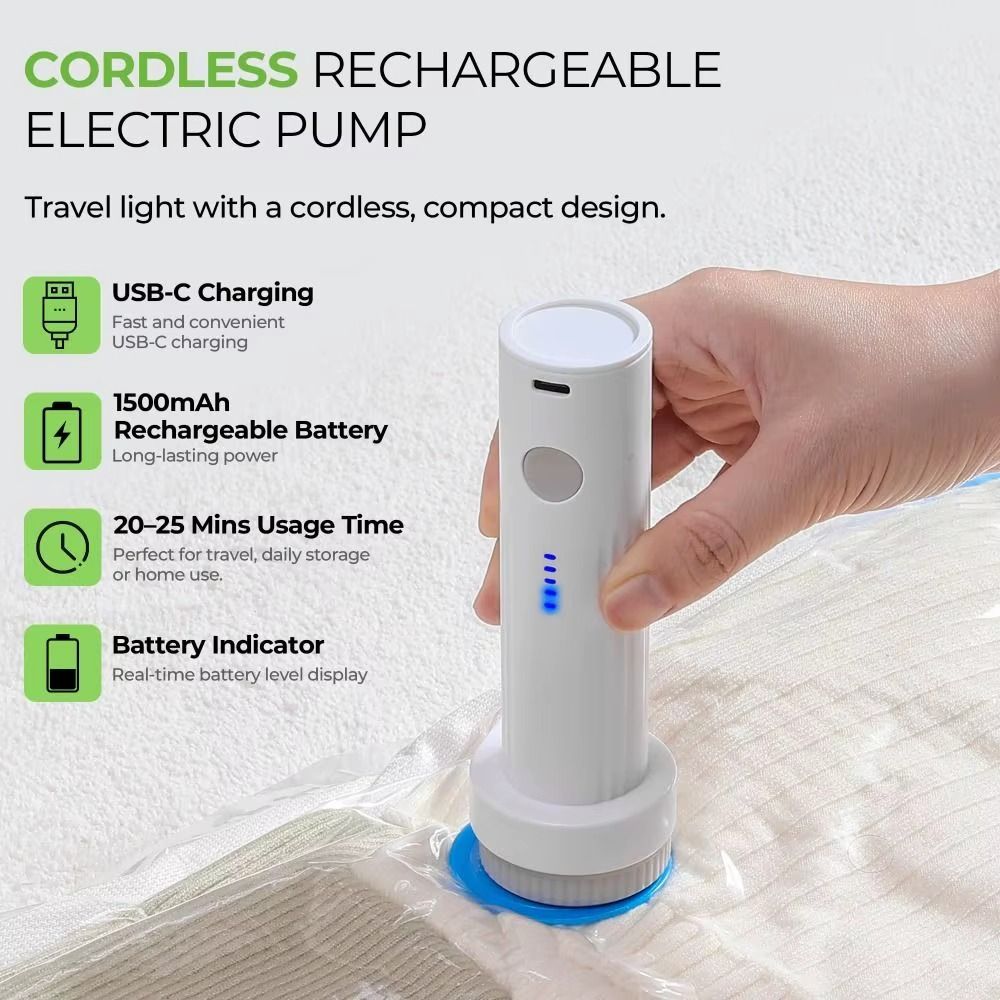 Lightweight Low Noise Electric Vacuum Pump LED Indicator Light Rapid Compression Portable Vacuum Pump Space Saving Wireless Mini Vacuum Pump Travel