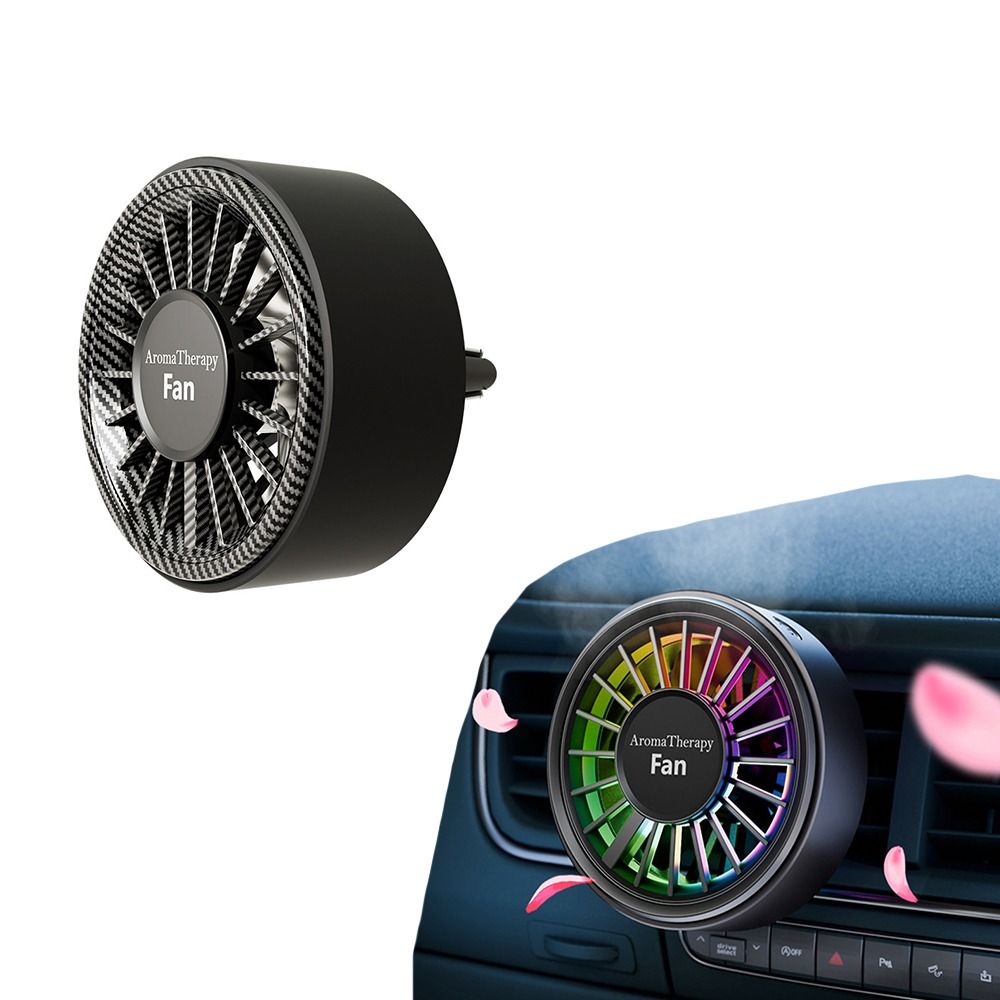 Portable 3 IN Car Atmosphere Fan Stereoscopic Rotation Car Outlet Fan LED Atmosphere Light 3 Speeds Adjustable Clip Air Conditioning Ventilation Ornaments Car Interior Accessories