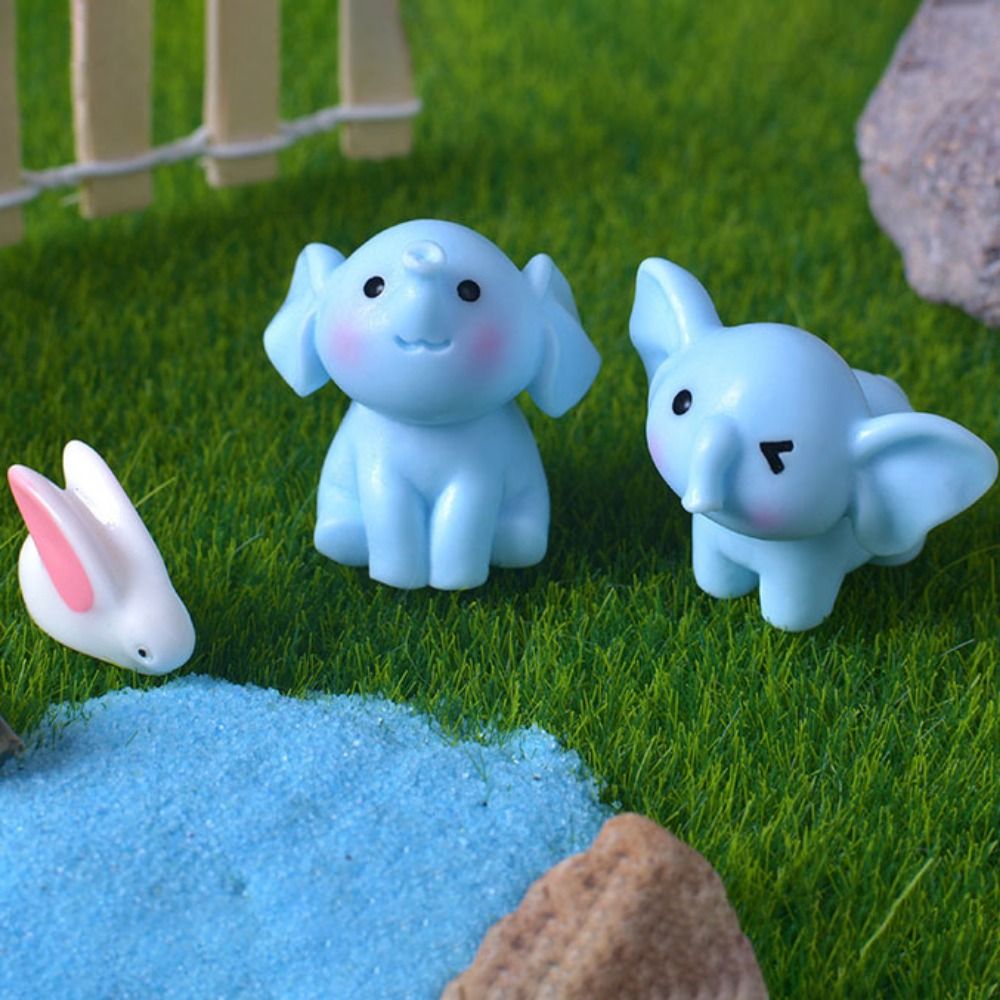 Creative Cute Elephant Ornaments DIY Cartoon Resin Animal Model 3D Elephant Micro Landscape Yard
