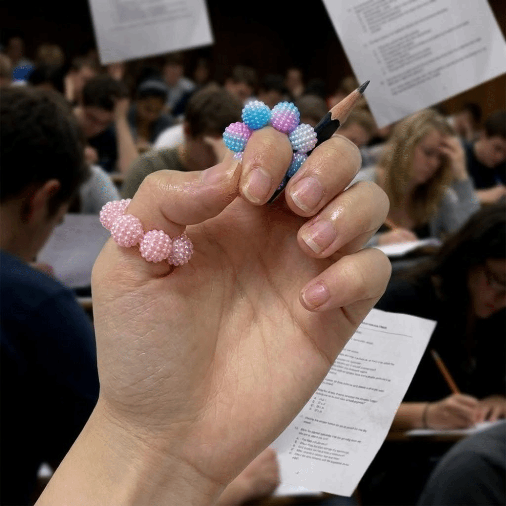 5 PCS/Set Funny Creative Stress Relief Finger Rings Adjustable Calming Adjustable Sensory Rings Relax Spiky Bead Fidget Finger Massager Office