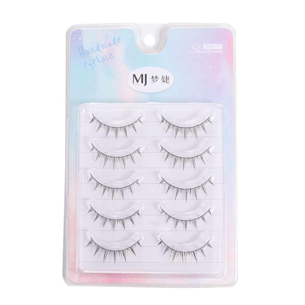 5 Pairs Sweatproof Soft False Eyelashes Fluffy Natural Cosmetic Tool Reusable Transparent Stem Comic False Eyelashes Make Up