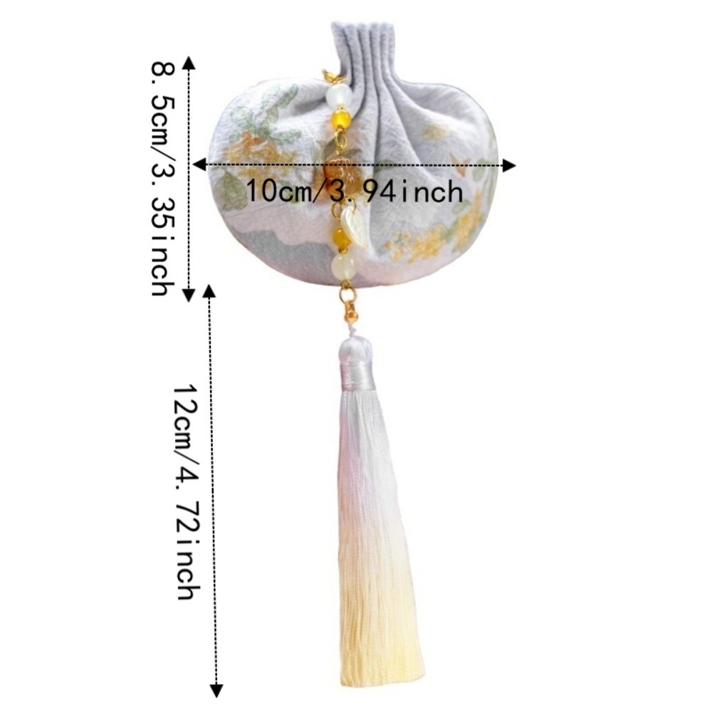 Elegant Zen Inspired Ancient Style Sachet Drawstring Closure Handmade Lotus Drawstring Bag Mini with Tassels Empty Bag Mid Autumn Festival