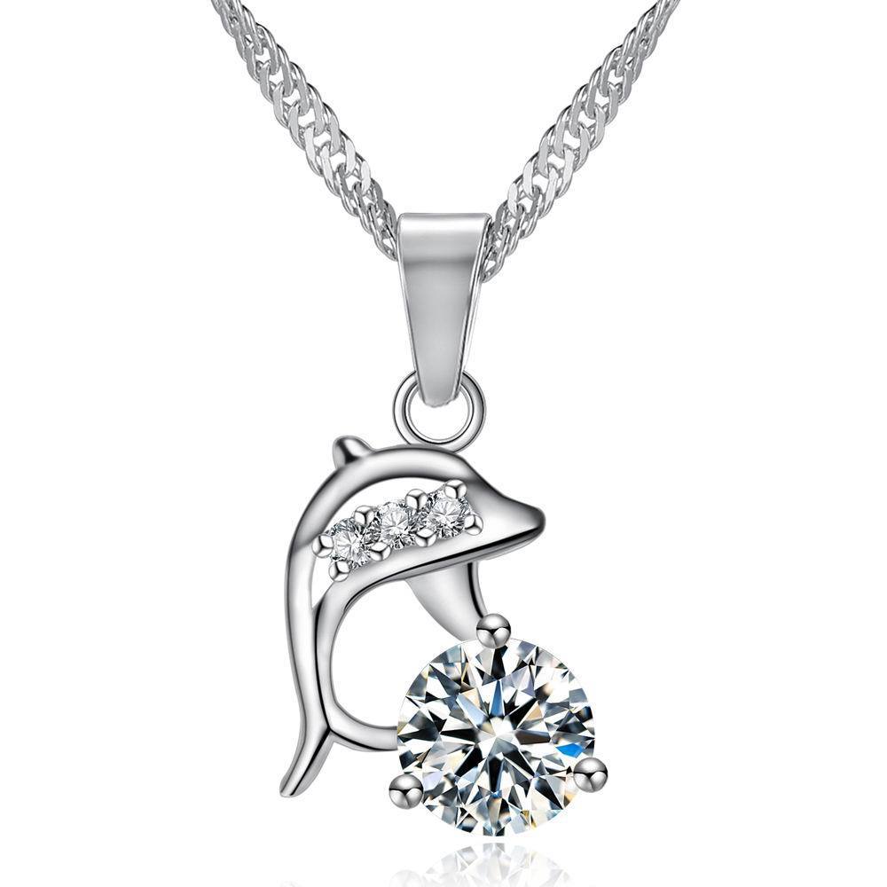 【New Arrivals】New Fashion Cute Trendy Dolphin Crystal Zircon Pendant Women's Short Collarbone Necklace