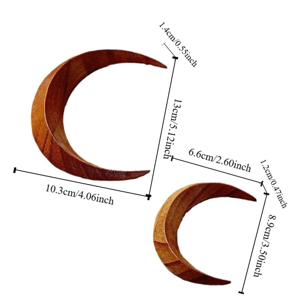 Simple Elegant Crescent Hair Fork Handcarved Hanfu Wooden Half-Moon Hairpin Chinese Style Solid Handcrafted Hair Stick Women