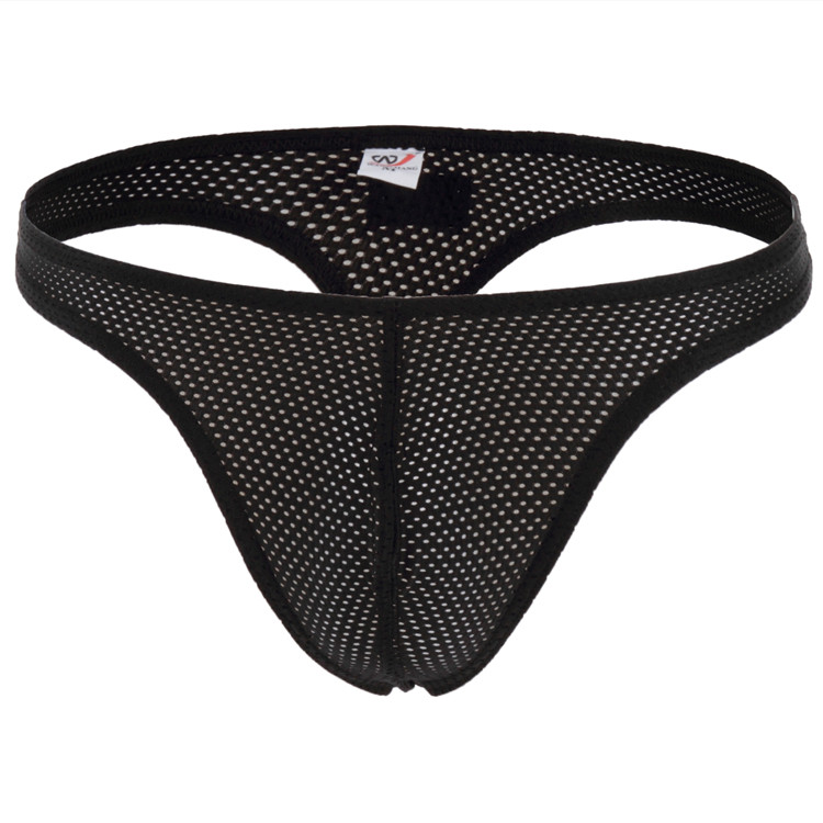 Men's Fashionable Mesh Ice Silk Smooth Breathable Nylon Comfortable Underwear Thong 1001-DK