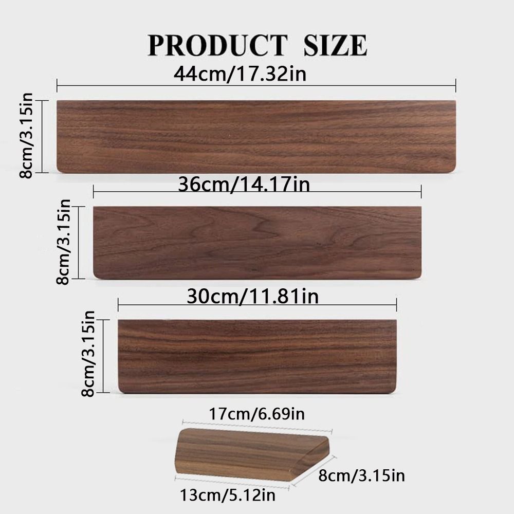 Palm Ergonomic Keyboard Wrist Rest Easy Typing Walnut Wooden Mouse Pad Support Durable Comfortable Desk Wrist Pad Support Anti-Fatigue