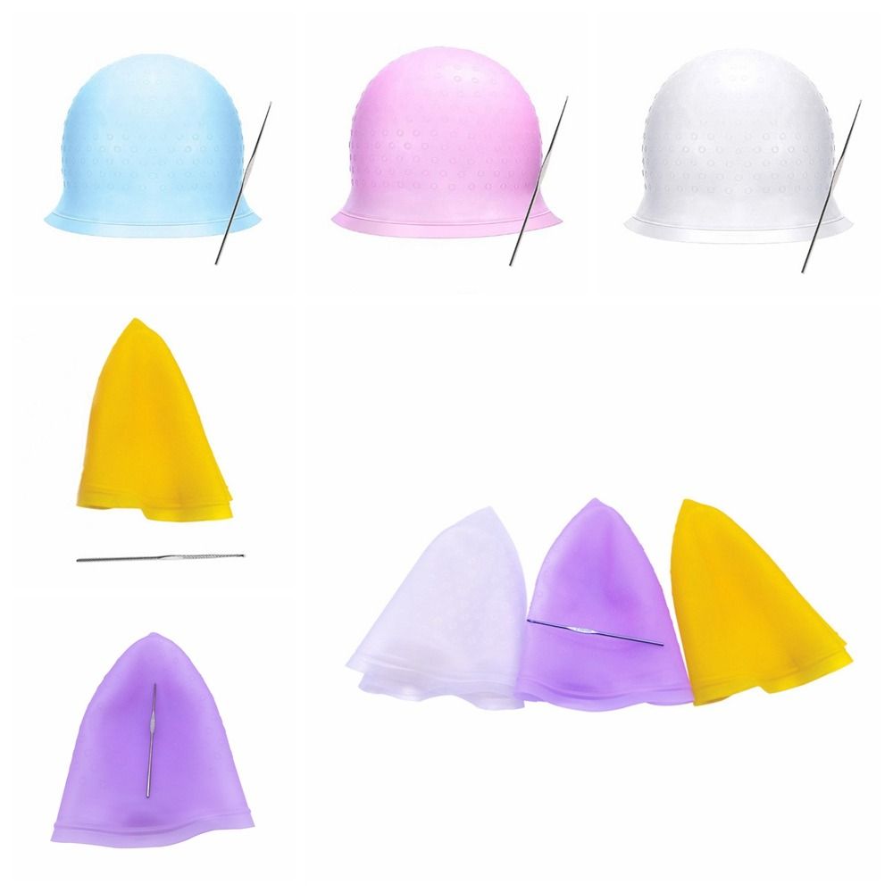 DIY Silicone Highlighting Dye Cap Pink Hair Coloring Cap Reusable Durable Hair Dye Cap Barber