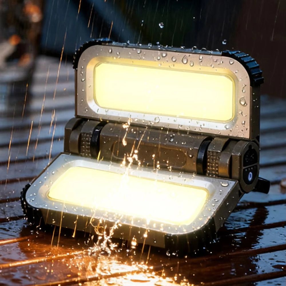 Dual Charging Magnetic Design Portable Camping Light Hanging Design LED Illumination Foldable Work Light Adjustable Brightness Compact Size Solar Rechargeable Lamp Tent Interior