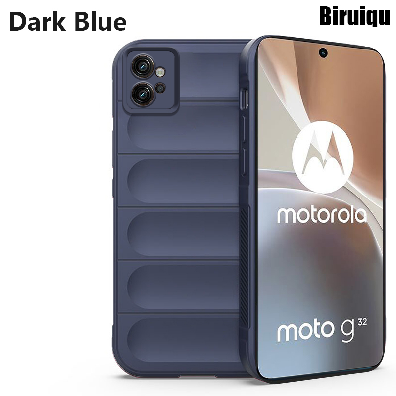 Biruiqu For Moto G32 Illusionary Shield Silicone Soft Shell Anti-fall And Shock-absorbing Protective Phone Case
