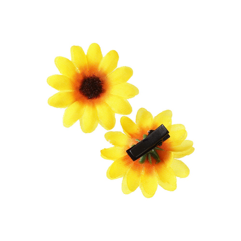 6pcs/set Sweet Cloth Simulation Flower Hair Clips Bohemian Style Headwear Sunflower Hairpins Side Clips Girl Hair Clip Summer