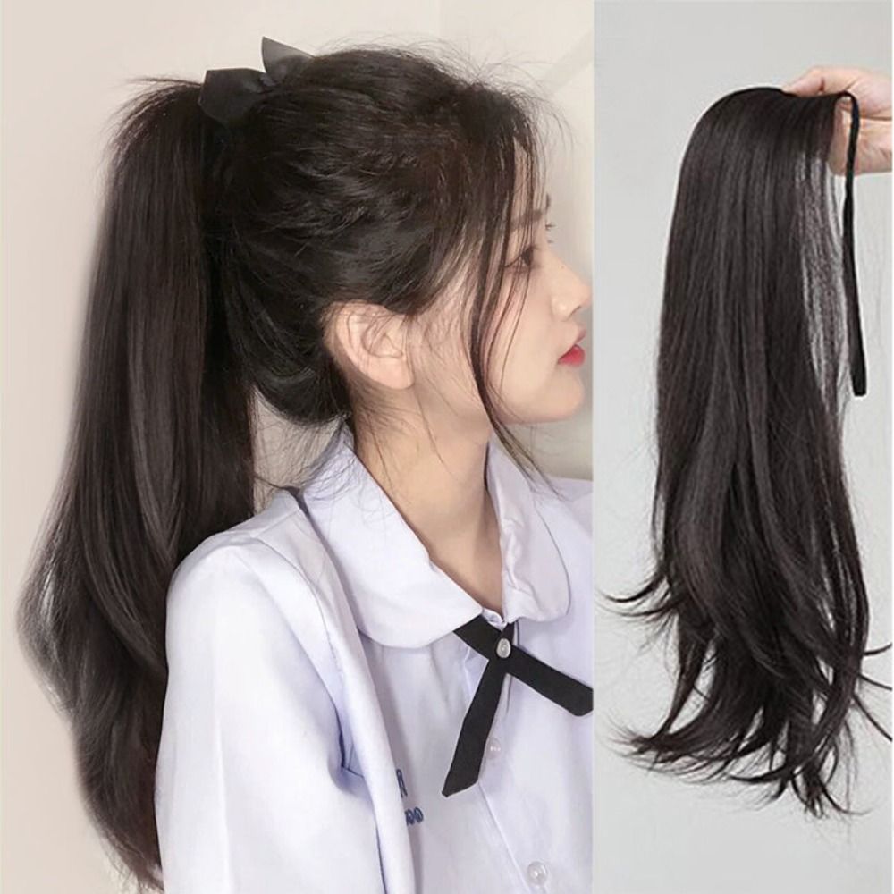 Soft Brown High quality Hair Accessories False Fluffy Invisible Women Female Pony Tail Hairpiece Hair Extension Short Straight Ponytail Claw Clip Ponytail