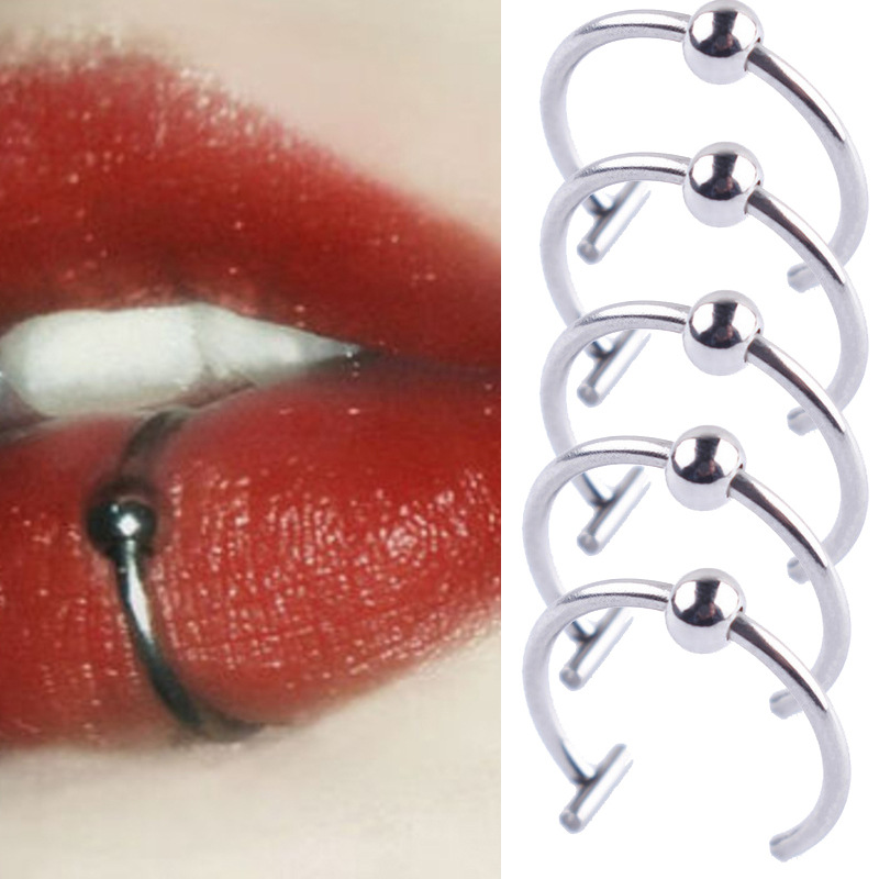 uses it, who praises it】Stainless Steel Piercing Jewelry Nose Ring Crossbar C- shaped Ring No Hole False Nail Horseshoe Ring