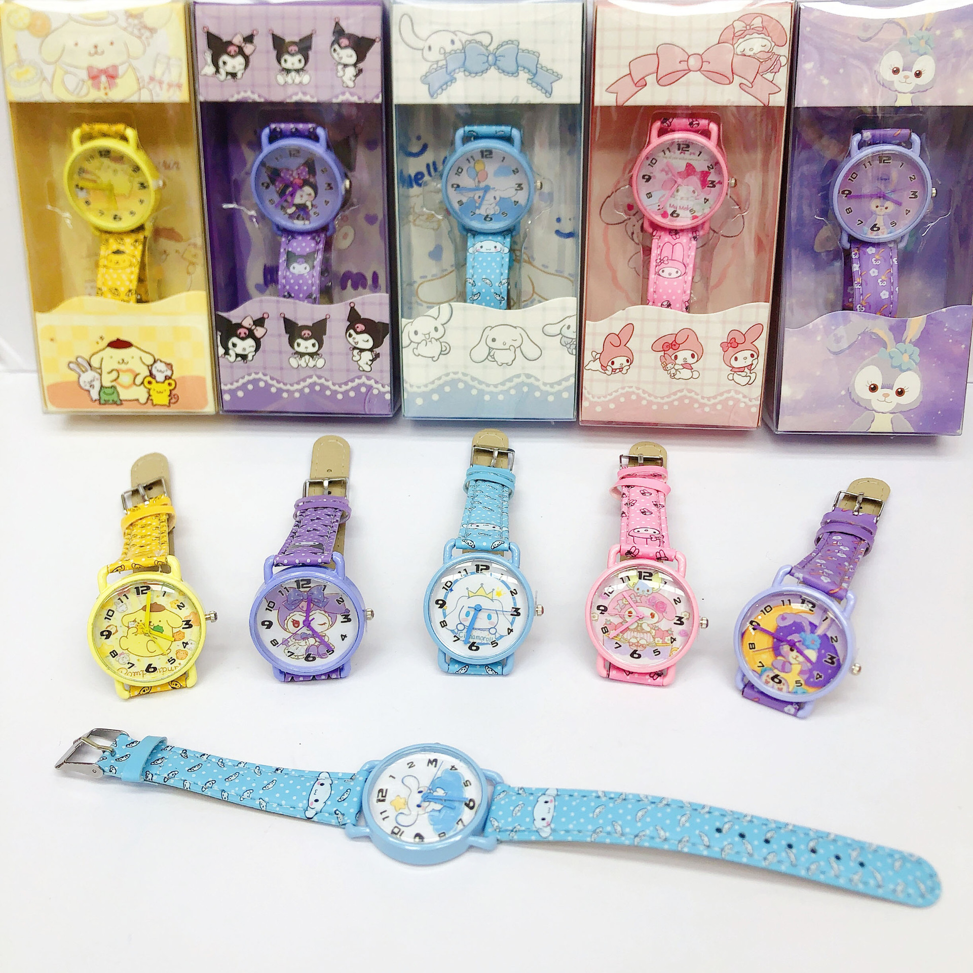 【Hot New Release】Children's Watch Gift Box - Cute Miko & Kurokami for Girls - Animated Student Design -指针手表 with Rose Gold Dial - Perfect Gift for Girls