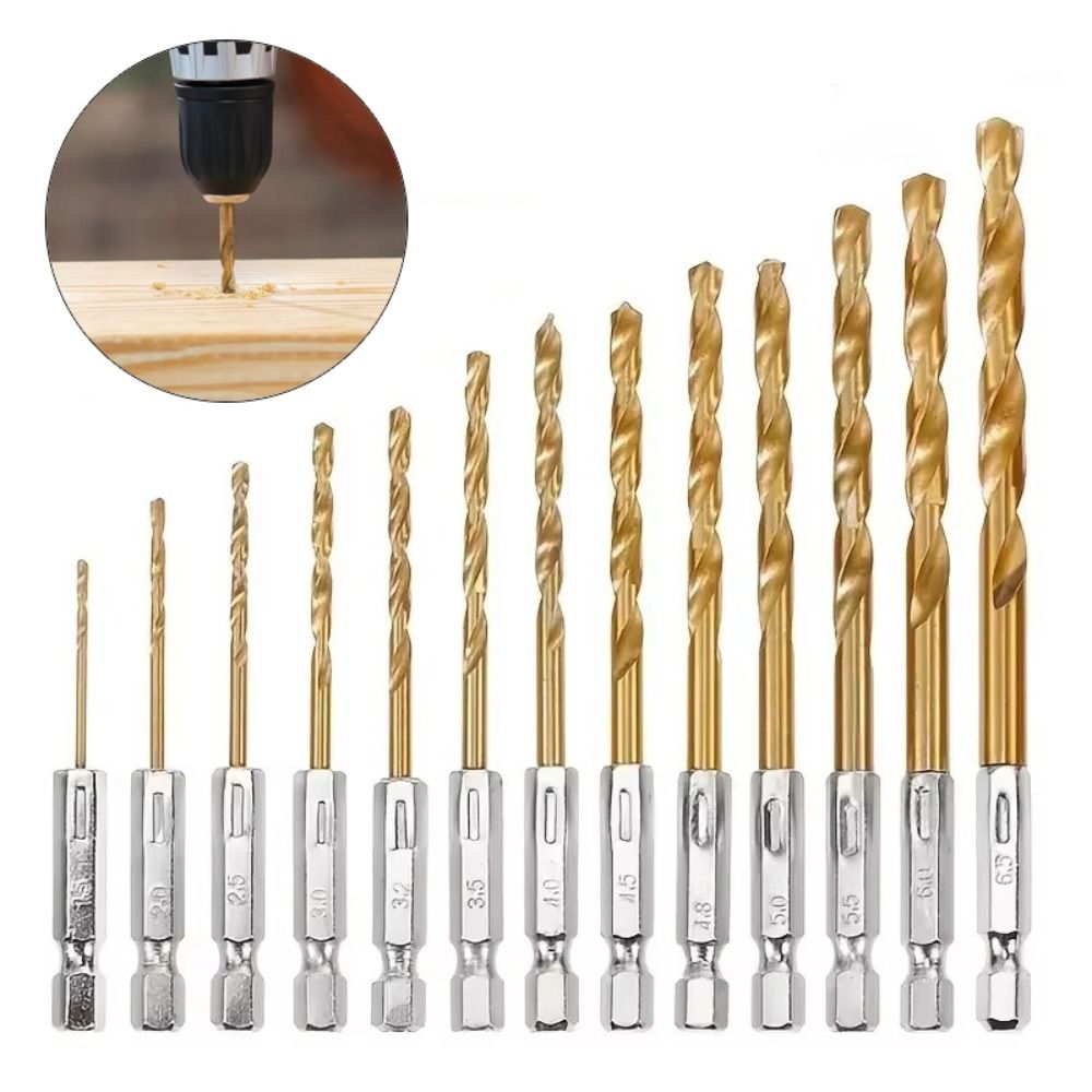 New Hexagonal Handle Twist Drill Titanium Plated 1.5-6.5mm Drill Bit Power Accessory