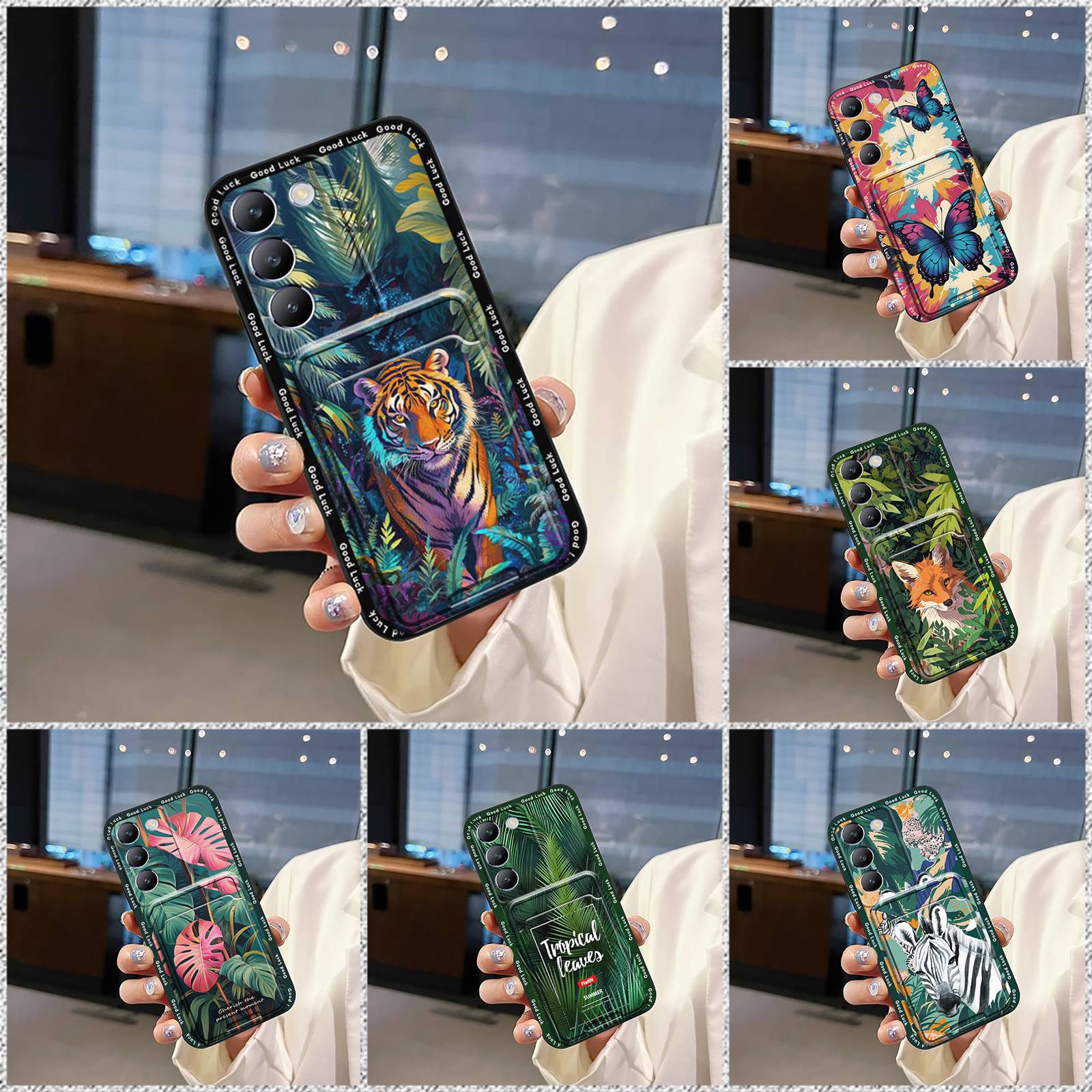 Cover TPU Phone Case For VIVO T3 5G/V40SE 5G/Y100 4G Card slot Soft case Graffiti Card sleeve Waterproof Anti-knock Cute