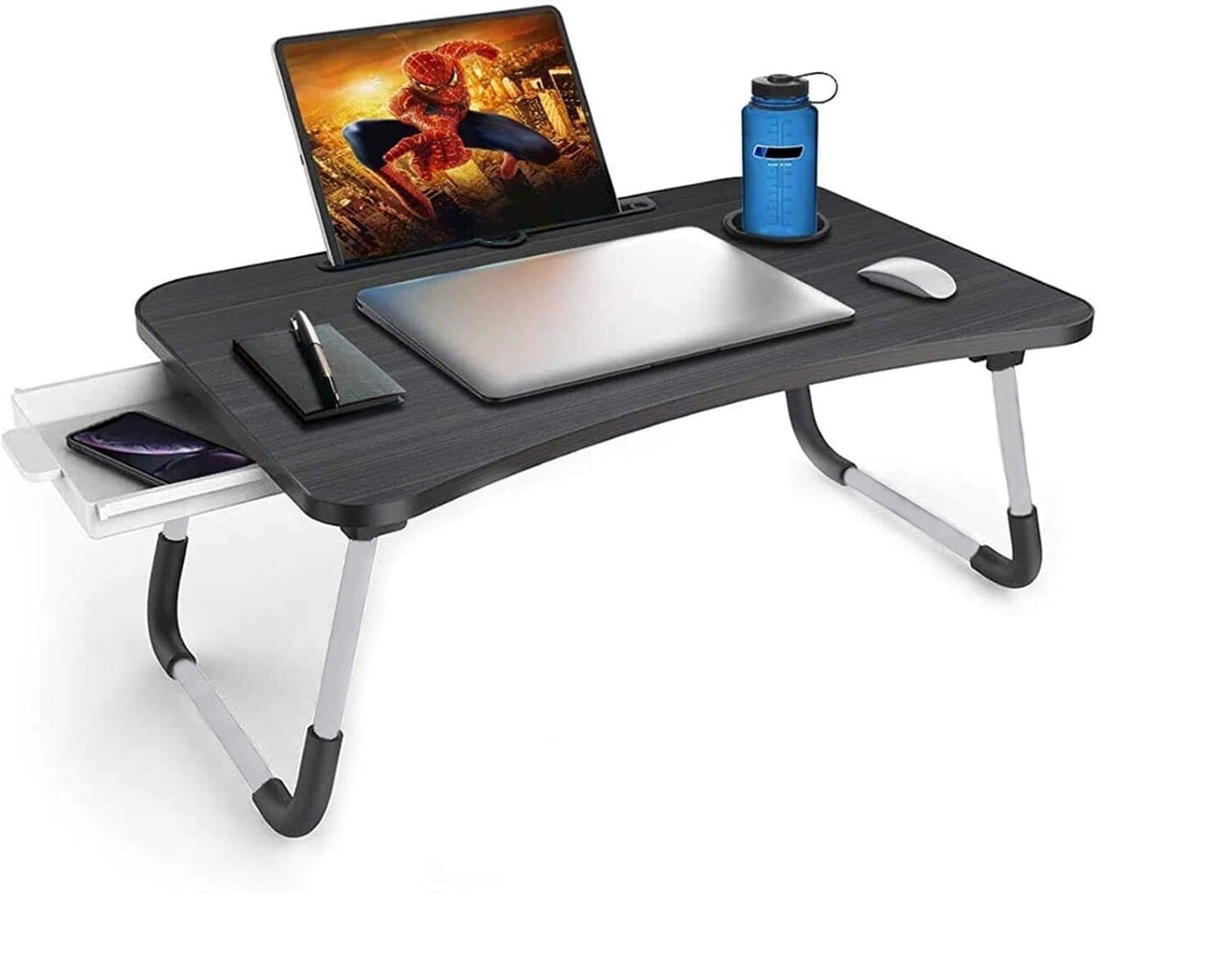 Laptop Desk for Bed Portable and Foldable with Drawer(Black)|