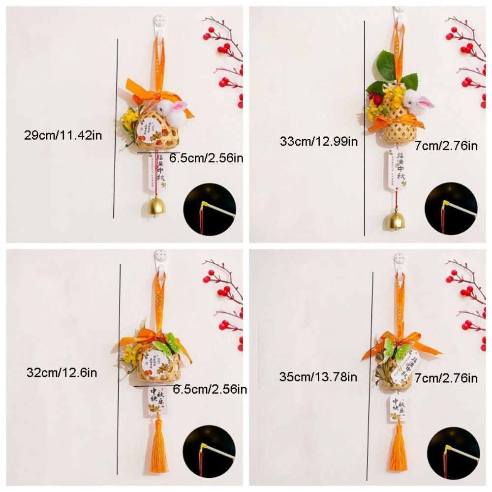 Portable Weaving Mid-Autumn Festival Lantern Bamboo Weaving Cage Chinese Style Luminous Lantern LED Light Handheld Bamboo Portable Lantern Home Decoration