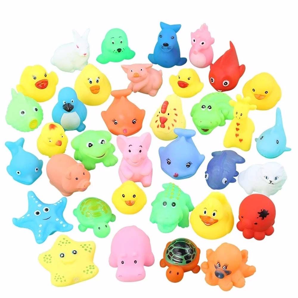 Colorful 13 Pcs/pack Float Animals With Mesh bag Baby Gift Swimming Water Soft Rubber Classic Bath