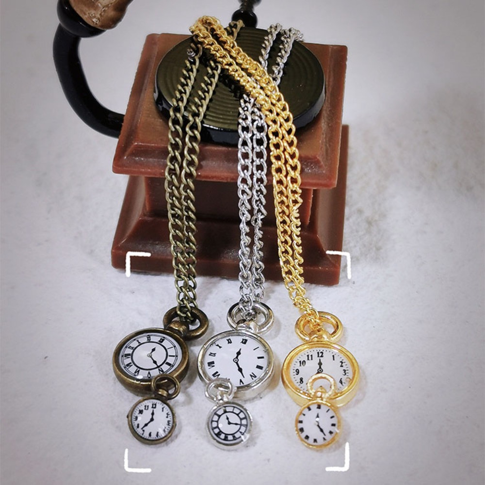 Fashion Necklace Watch Dollhouse Simulation Pocket Watch Ob11 Accessories Simulation Toy Mini Doll Necklace Pocket Watch Alloy Vintage Simulation Vintage Pocket Kid Gifts