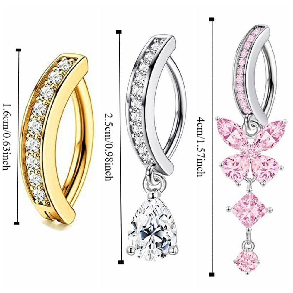 New Stainless Steel Belly Button Rings Navel Piercing Pink Butterfly Shiny Body Jewelry Gift