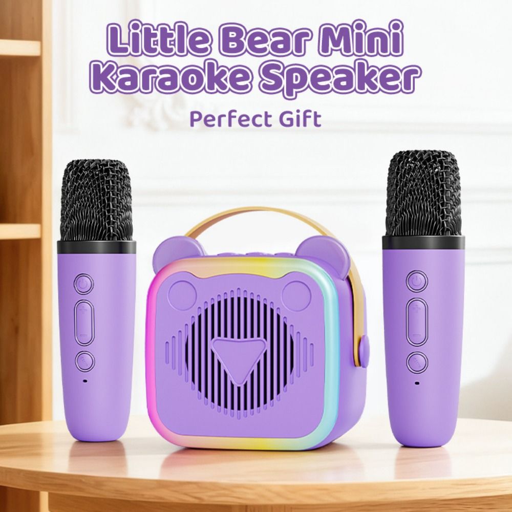 Bluetooth Speaker Portable Mini Karaoke Machine HIFI Surround 3.5mm Earphone Mini Home Karaoke Speaker Wireless Microphones Durable Handheld K-song Audio Parties