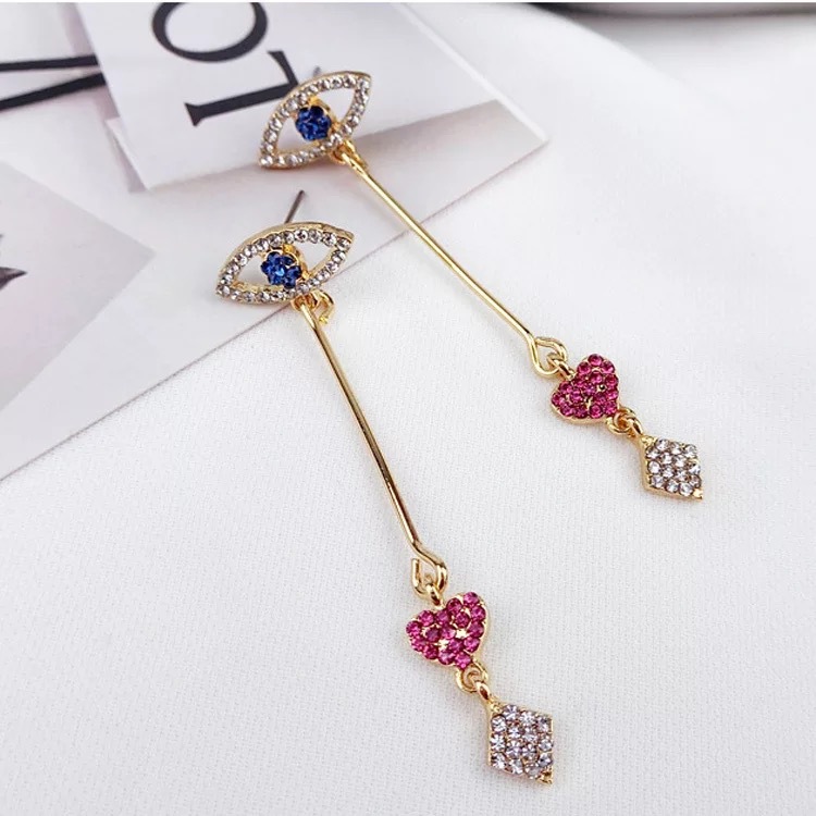 【Exclusive Discount】Shiny Gold Color Crystal Rhinestone Pendant Long Drop Earrings for Wo Bijoux Girls Fashion Jewelry Gift