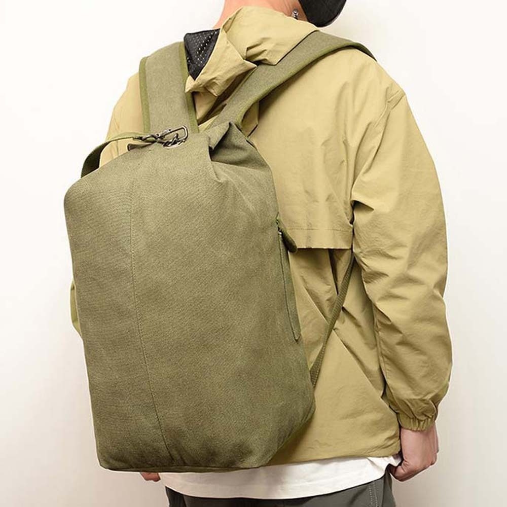 Storage Bag Solid Color Vintage Canvas Rucksack Handbag Folding Multi-pockets Design Backpack Multi-purpose Daypack Large Capacity Travel Bag Work
