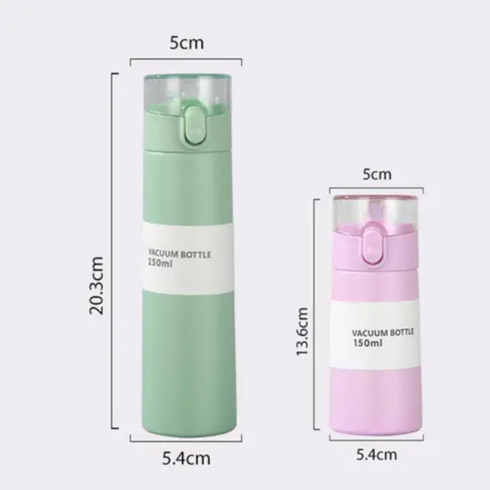 Portable Stainless Steel Mini Thermos Cup One-button Opening with Straw Pocket Insulated Cup 150/250ml Leak-proof Thermal Mug Girls Children