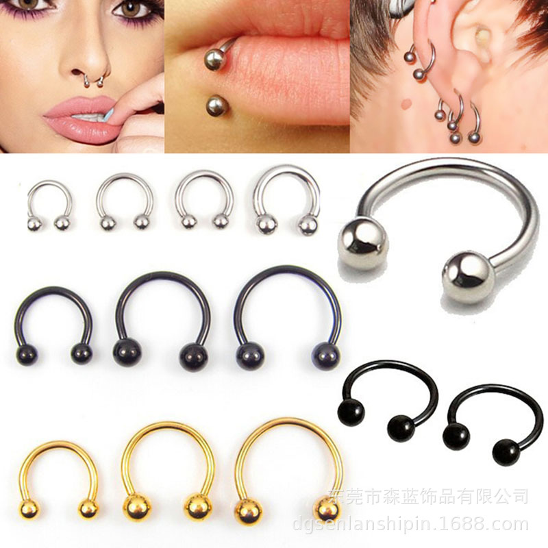 【Whoever uses it, praises it】Stainless steel nose ring female ring PA ring eyebrow nail umbilical ring ring ear nail horseshoe ring nose universal ring puncture