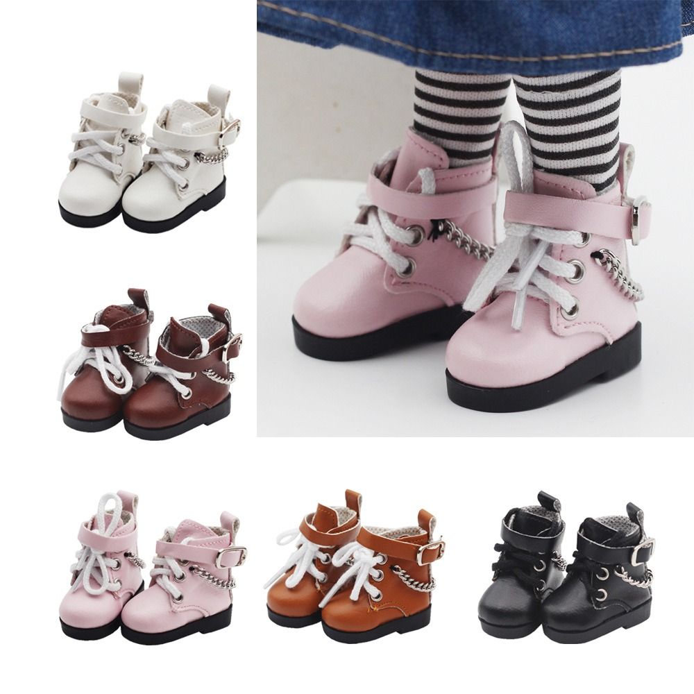 1Pair Lovely Chain Boots PU Mini Doll Shoes Chain Shoes Mini 4.5*2cm BJD Doll PU Shoes Pair Doll Shoes EXO Doll Boots Clay Dolls
