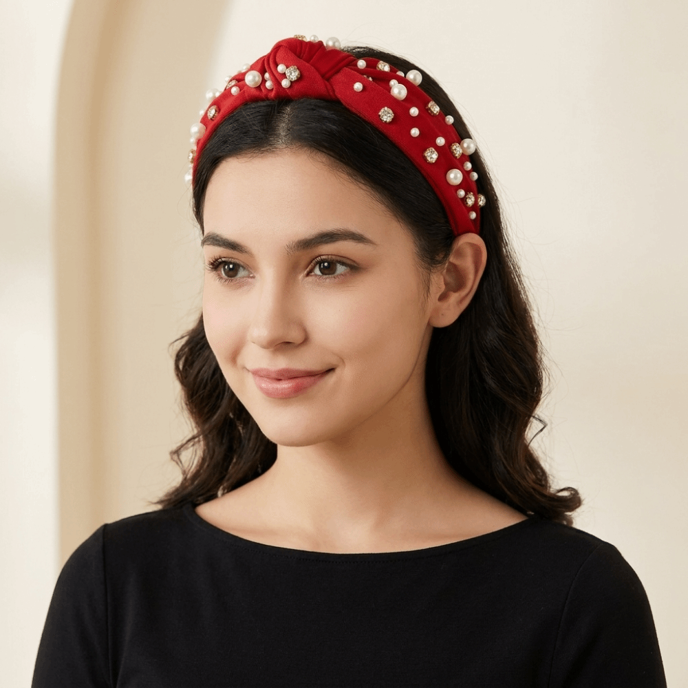 Solid Color Hairband Wide Edge Nail Head Hoop Knot Style Baroque Headband Ladies