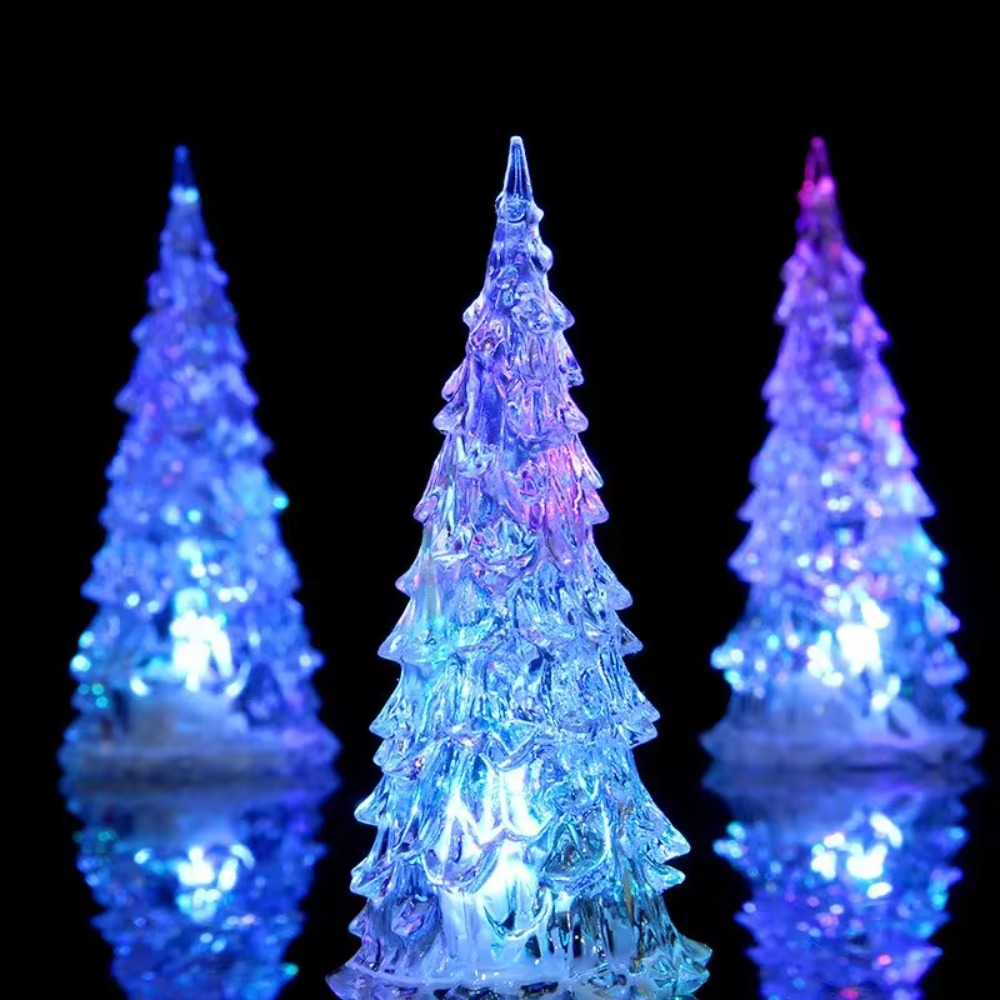 Scene Layout Light Colorful Light Christmas Tree LED Light Glowing Acrylic Night Light Flashing Tabletop Lamp New Year