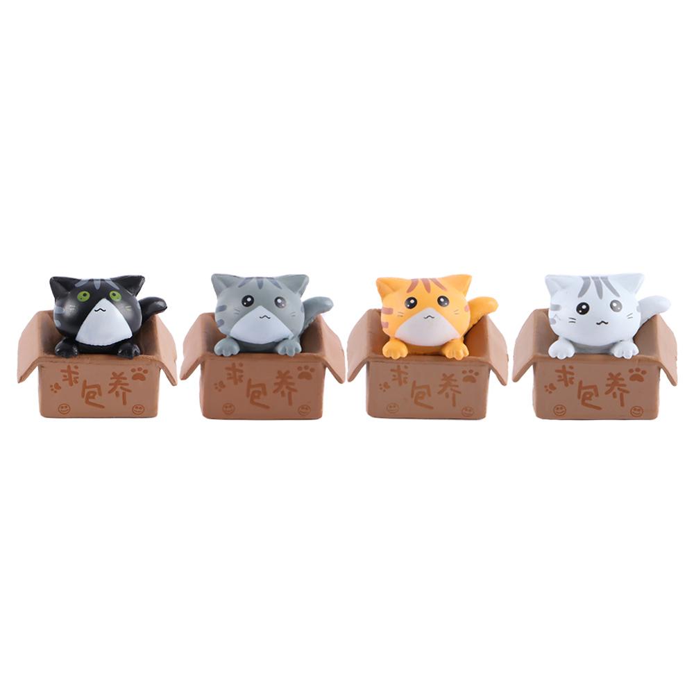 Miniatures Statue DIY Miniatures Crafts Kitten Cartoon PVC Car Figurine Kitty Model Small Statue Poor Box Cat