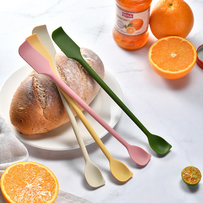 1Pcs Silicone Spatula Heat Resistant Long Handle Dual-Ended Scraper With Spoon Jam Spatulas Kitchen Gadget Kitchen Accessories DD7