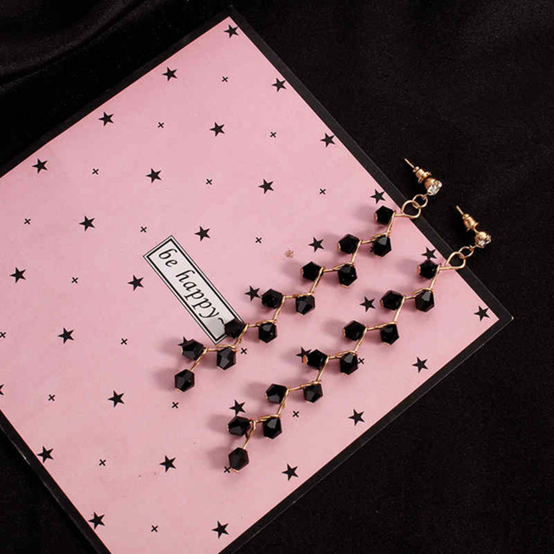 【Hongtai Store】Pearl Snake Chain For Wo Silver Color Long Hanging Rhinestone Drop Earrings Vintage Korean Fashion Jewelry