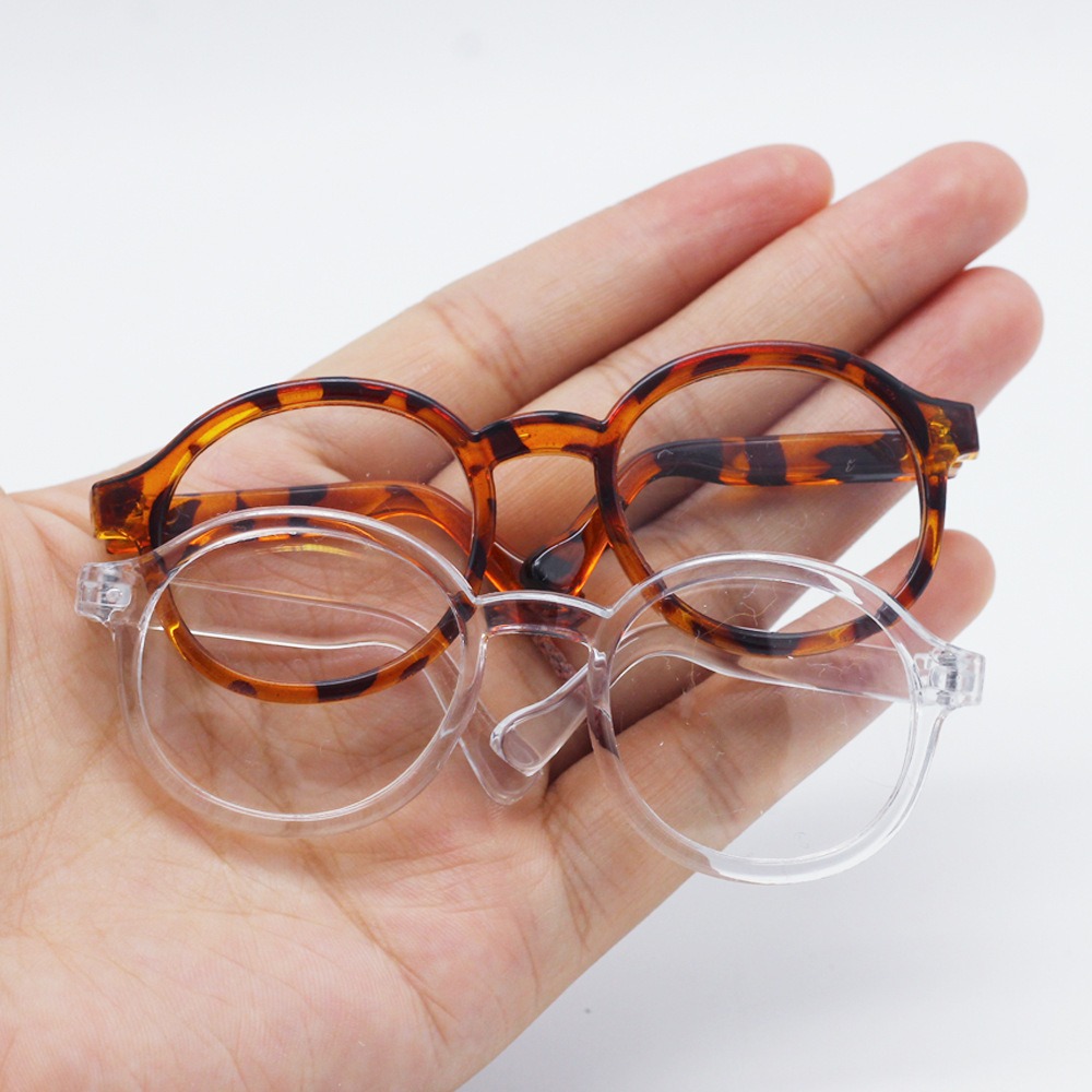Cute Doll Accessory Transparent Plastic Glasses Plastic Candy Color Round Transparent Glasses 6.5CM 9CM Transparent Doll Mini Glasses Kids Gift