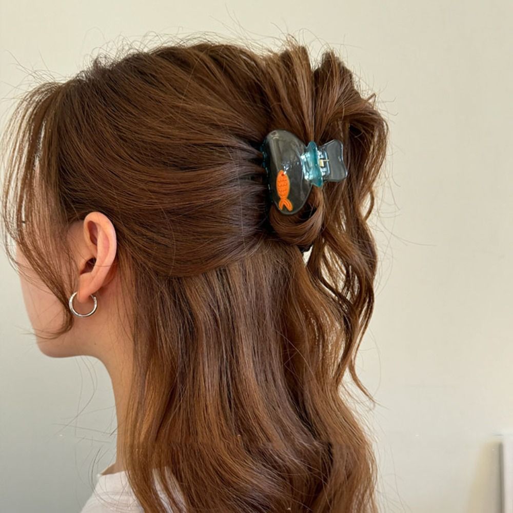 Cute Transparent Fish Hair Claw Small Shark Clip Animal Acetate Hair Claw Hair Clip Animal Hair Clip Female/Girls