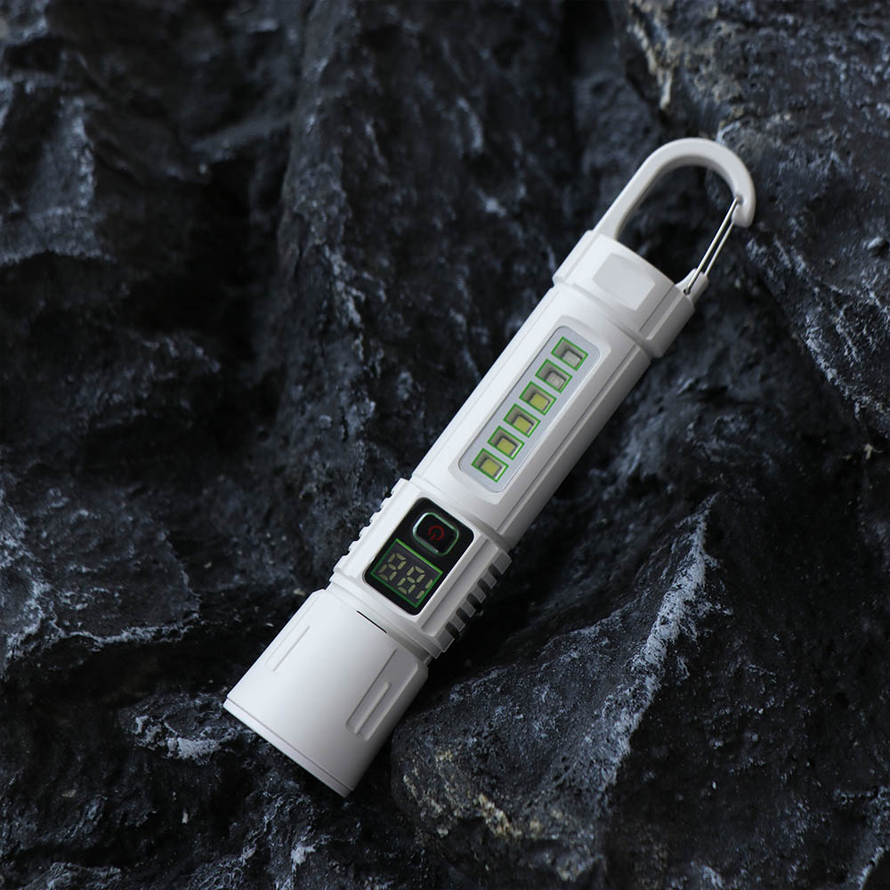 Multi-Use Red Blue Warning Light Zoomable Flashlight Waterproof Portable Hook Rechargeable Flashlight zoom in and out Type-C fast charging Multi-Functional Flashlight Camping