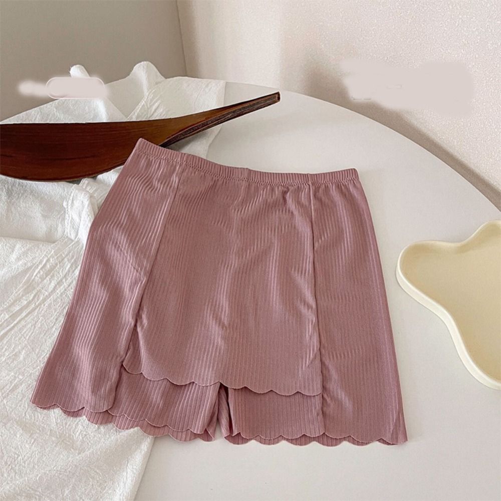 Simple Stripe Safety Pants Anti-Glare Ultra Thin Ice Silk Traceless Shorts Breathable Sleeping Shorts Summer