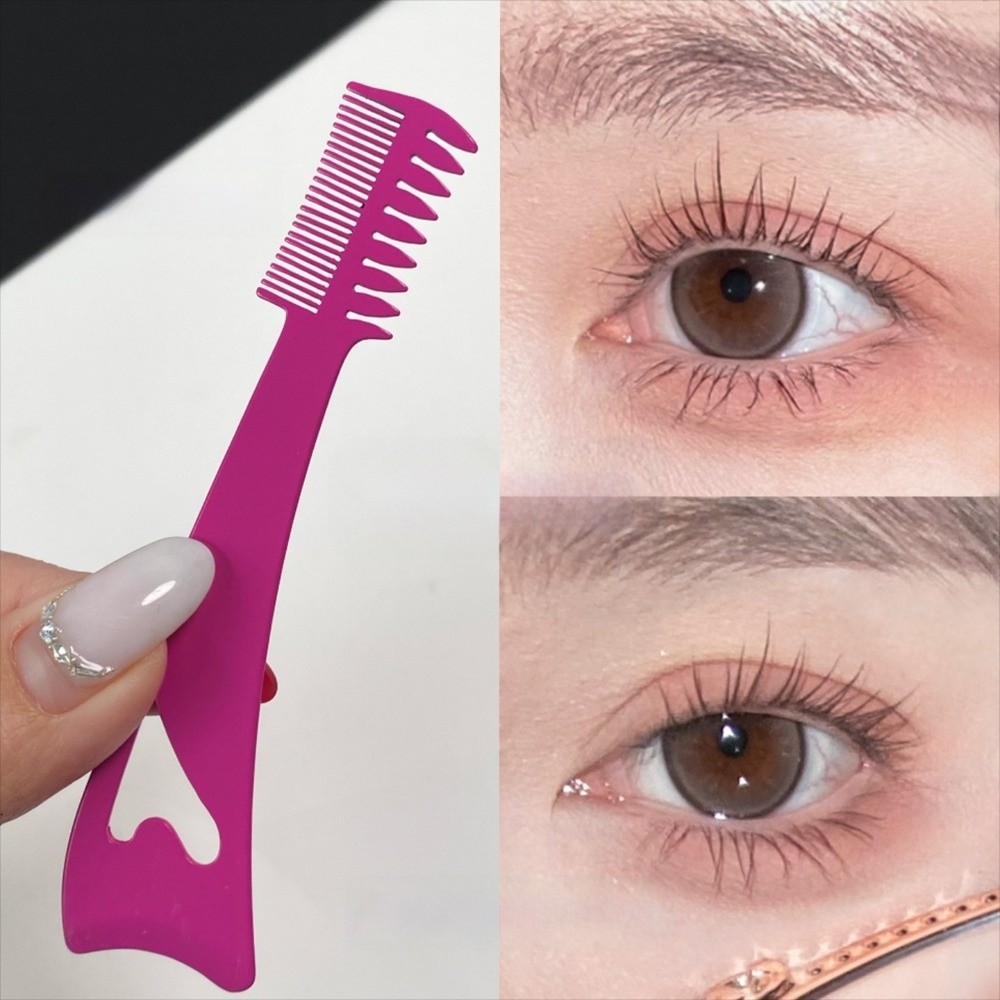 Makeup Tool Stainless Steel 3-In- Eyelash Brush Long Wear Delicate Finish Eyeliner Aid Tool Multifunctional with Comb Eye Makeup Stencil For Women Design