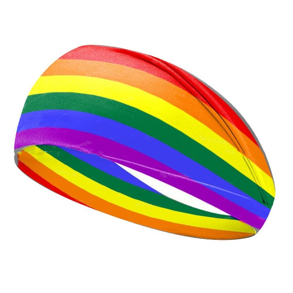 Fashion Parade Rainbow Elastic Headband Soft Breathable Rainbow Headband Stretch Headwear Sports Hairband Pride Month