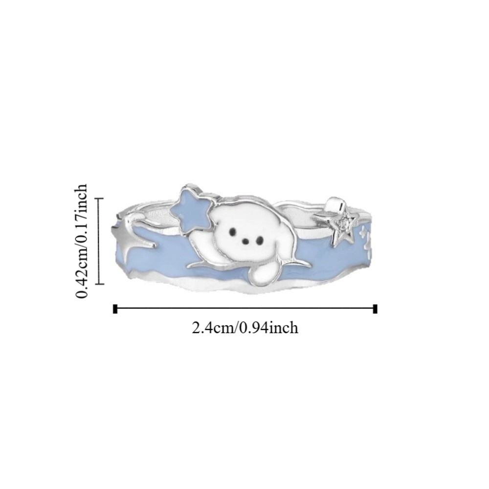 Light Cartoon Cat Dog Rings Alloy Puppy Opening Finger Ring Adjustable Lovers Ring Couple