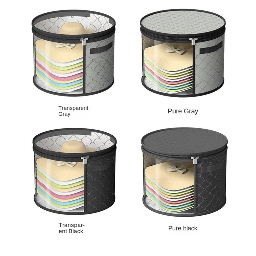 Portable Foldable Hat Storage Bucket Large Capacity Transparent Brim Hat Storage Bag Clear Moisture-Proof Clothing Hat Toy Storage Bag Travel